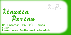 klaudia paxian business card